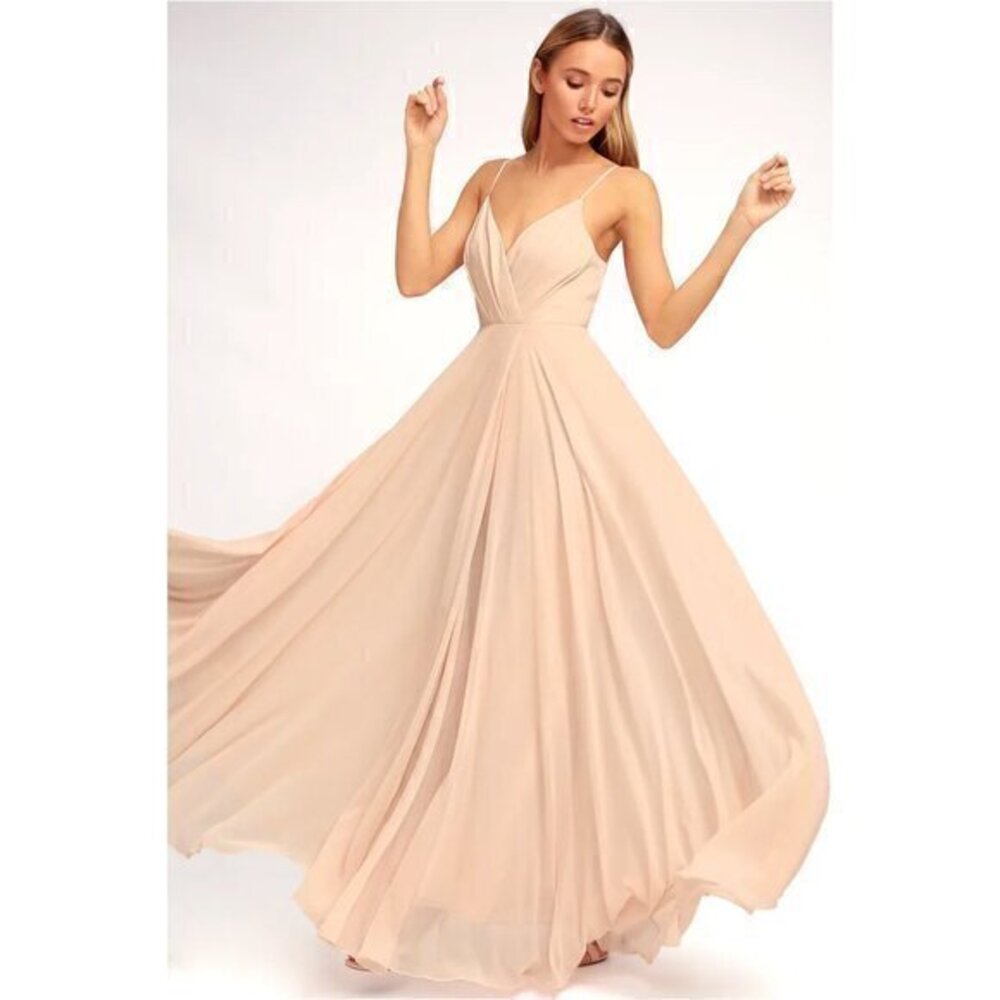 Lulu's All About Love Blush Pink Maxi Dress Size L NWT